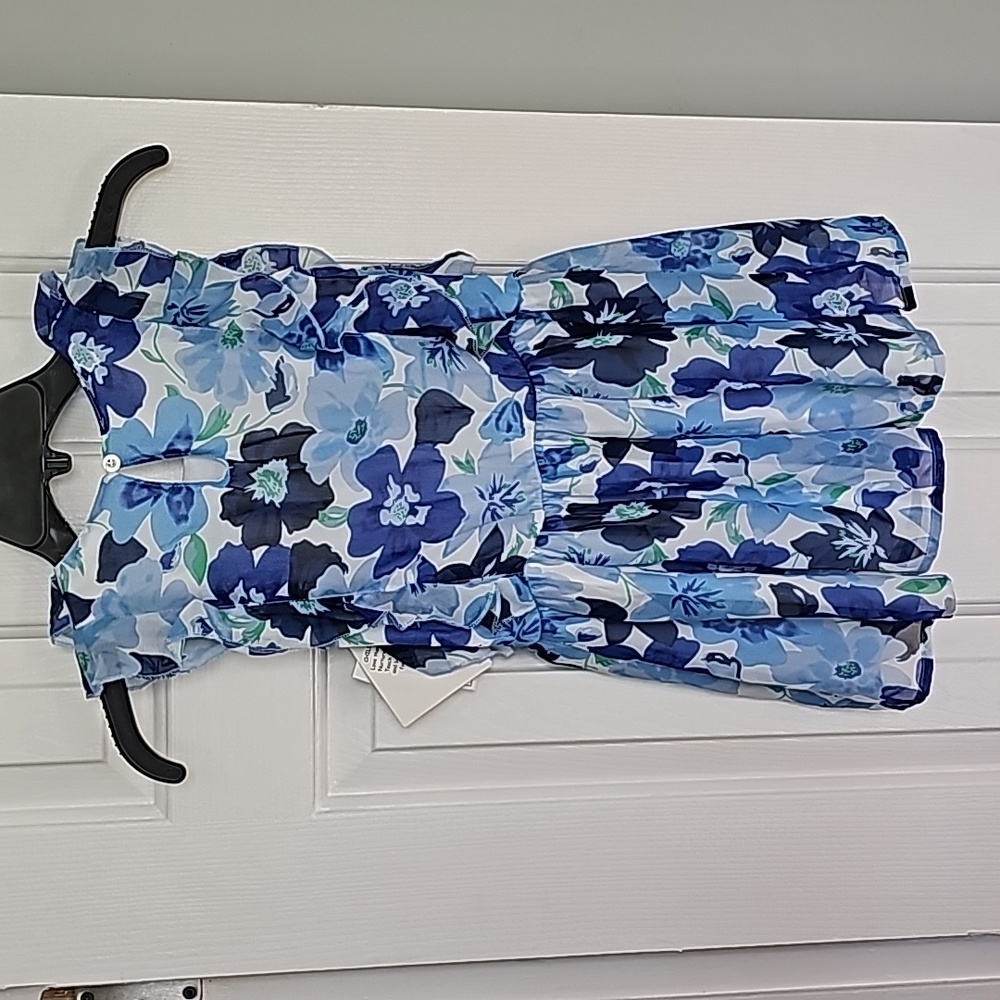 Blueberi Blvd Blue and White Floral Dress Kid Size 6 - Picture 8 of 12
